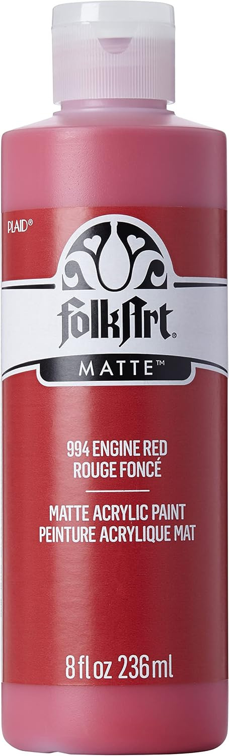 FolkArt Acrylic Paint in Assorted Colors (8 oz), , Engine Red | Amazon (US)