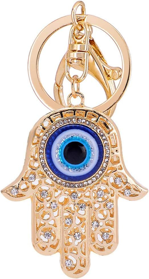 Blue Evil Eye Hamsa Hand Keychain Crystal Keychain Charm Purse Pendant Handbag Bag Decoration Hol... | Amazon (US)