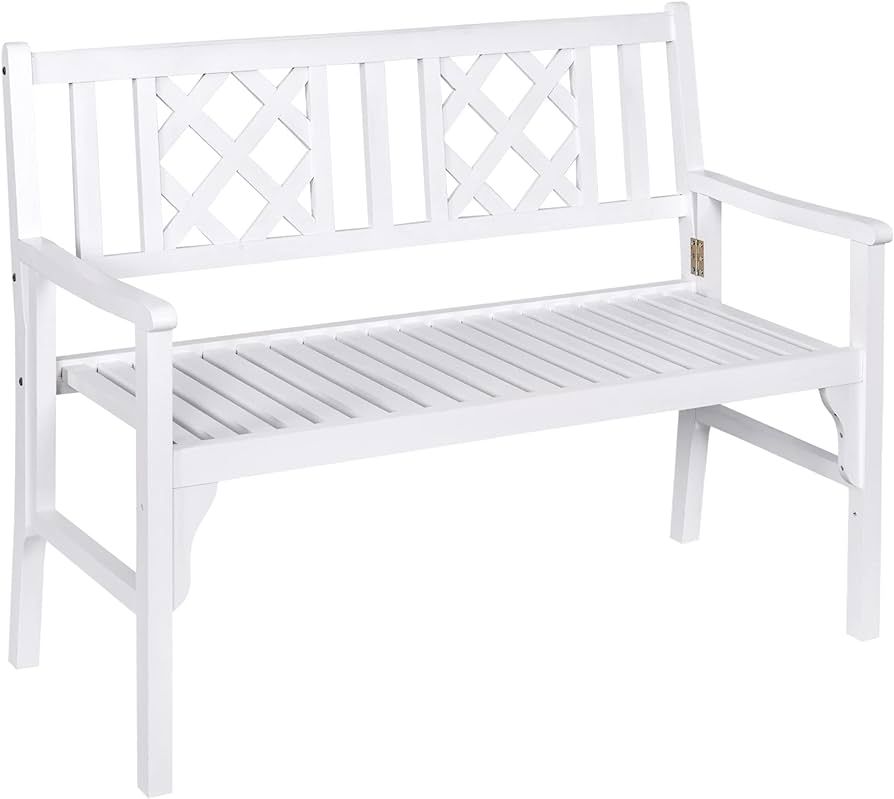 Outsunny 4FT Wooden Outdoor Garden Bench for 2, Portable Folding Loveseat 2-Seater Chair with Bac... | Amazon (US)