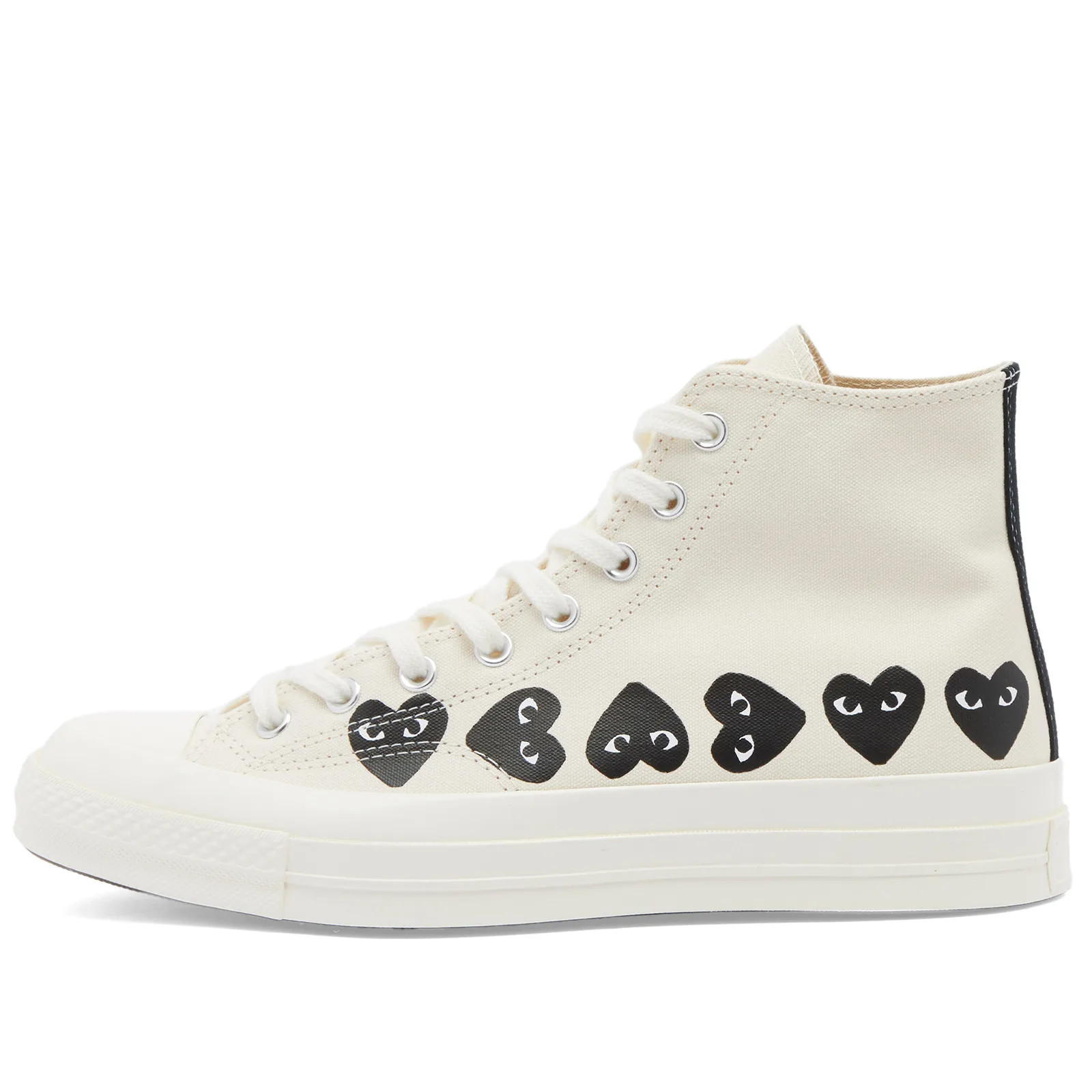 Comme des Garçons Play x Converse Multi Heart High Sneakers in Beige, Size UK 7 | END. Clothing