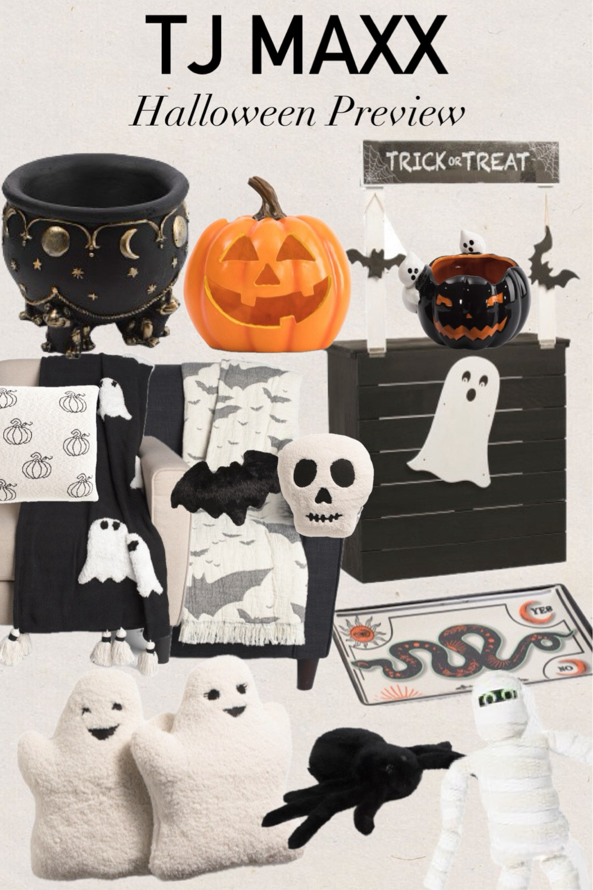 TJ Maxx
Halloween decor
Serve ware
Candy bowl
Ghost
Throw blanket
Throw pillow
Skeleton pillow
Pumpkin pillow
Jackolantern 
Pottery barn lookalike
Cauldron
Trick or treat
Party decor
Bats
Ghost blankett

#LTKHome #LTKKids #LTKFindsUnder100