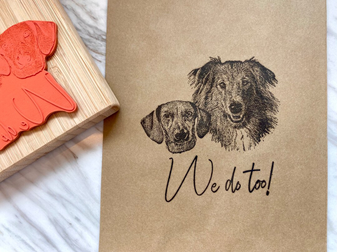 Custom Pet Portrait From Photo Personalized Pet Book Stamp Wedding Invite Rubber Stamp Doggie Bag... | Etsy (US)
