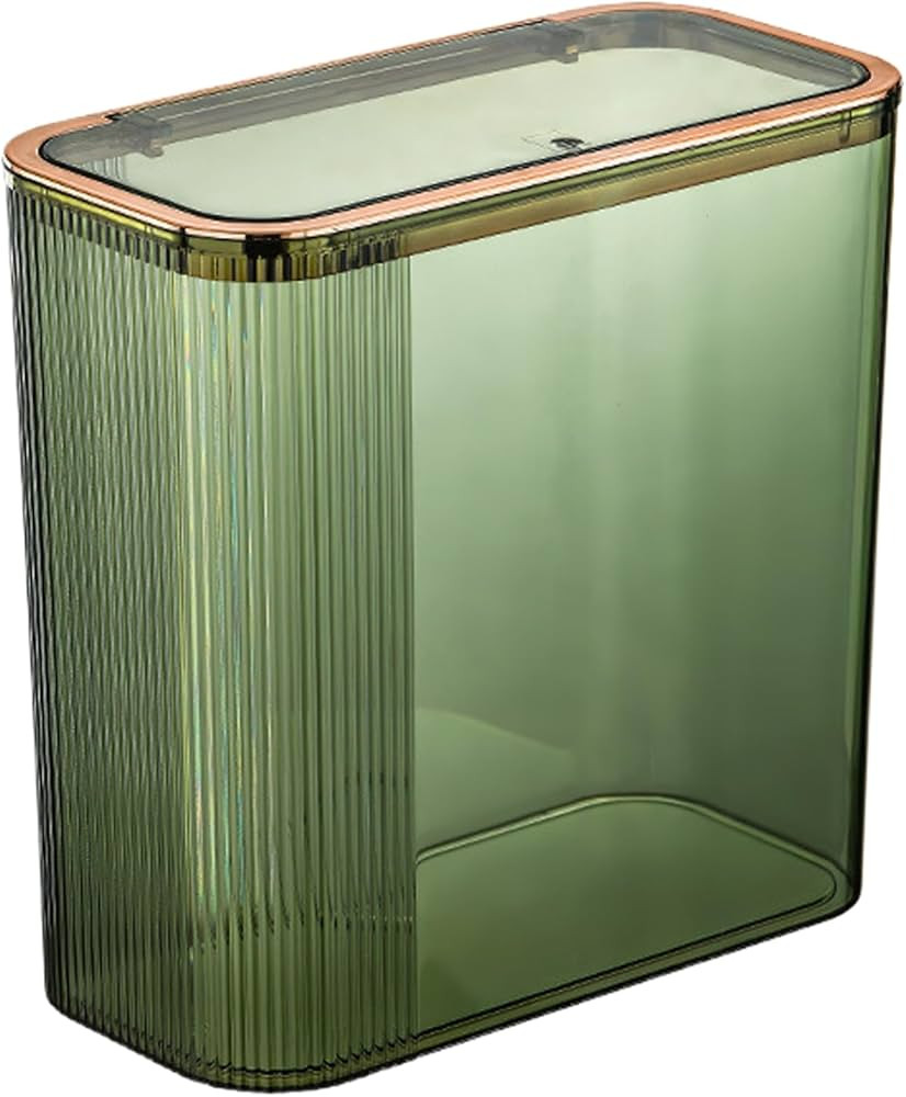 Transparent Trash Can, 12.2x6.1x11.8 inch Green Garbage Can, Bathroom Trash Cans with Lids, Plast... | Amazon (US)