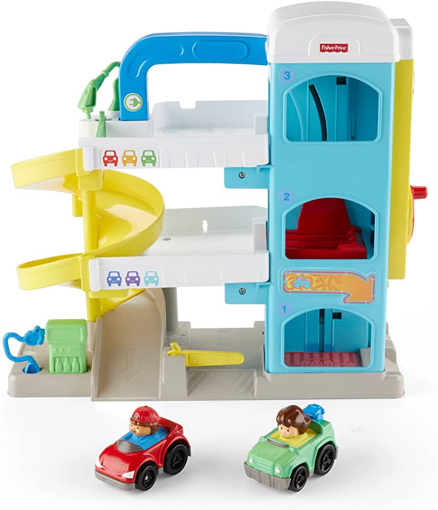Fisher-Price Little People Toddler Toy Helpful Neighbor’S Garage Playset with Spiral Ramp and 2... | Amazon (US)