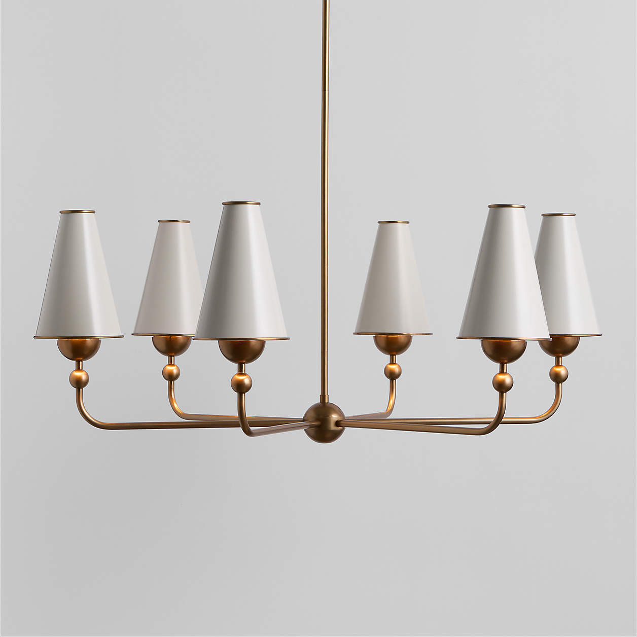 Everton Brass Round Chandelier Light with Black Metal Shades | Crate & Barrel | Crate & Barrel