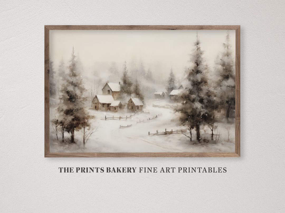 PRINTABLE Winter Country Farmhouse Print Vintage Snowy Haven - Etsy | Etsy (US)