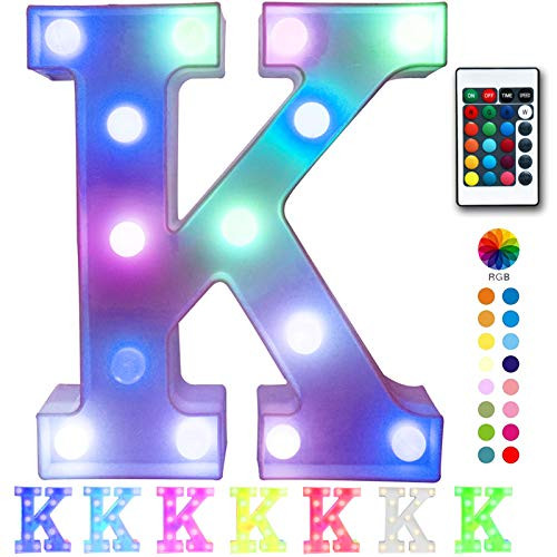 Pooqla Colorful LED Marquee Letter Lights with Remote – Light Up Marquee Signs – Party Bar Letters with Lights Decorations for the Home - Multicolor K | Amazon (US)