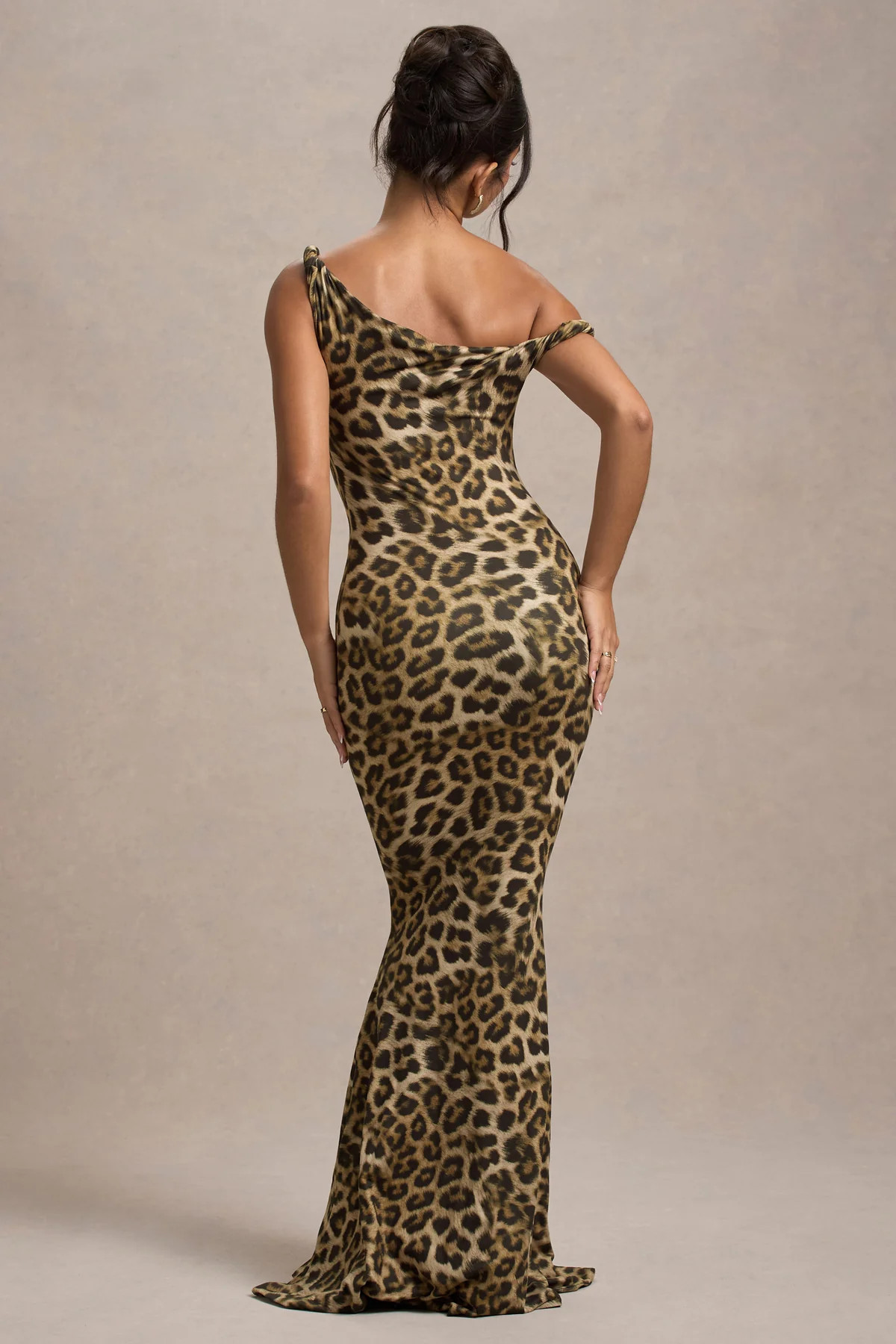 Lita | Leopard Print Twisted Asymmetric Maxi Dress | Club L London