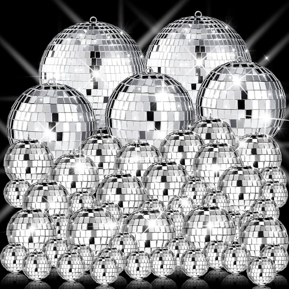 Amazon.com: 50 Pcs Disco Balls Ornaments Mini Silver Hanging Decorations Reflective Mirror Ball C... | Amazon (US)
