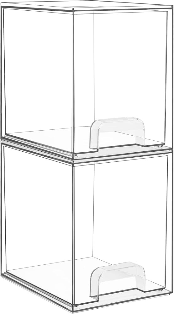 Vtopmart 7.6" H Clear Stackable Storage Drawers, 2 Pack Plastic Organizers Bins for Skincare, Cos... | Amazon (US)