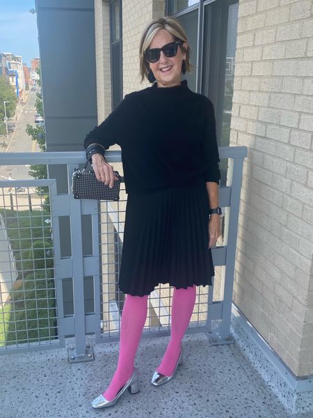 Wearing the retro skirt from a two piece dress and transitioning it into fall with cashmere and bright pink tights.🖤💕💕 A total replication of what I wore in the past. So many ways to wear the same thing.

Today my #seeourstyles friends are transitioning summer dresses to fall.🍂 
Check out their creative styles:


#transitionstyling #fallstyles #doyourownthing #styleinspo #retropleats #vibranttights #historyrepeatsitself #mystyle #classicwithattitude #modernclassic #effortlesschic #citychic #personalstylist #boston #styledbyjeanne #anthrops

#LTKSeasonal #LTKstyletip
