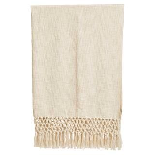 Cream Woven Cotton Throw Blanket with Crochet & Fringe | Michaels Stores