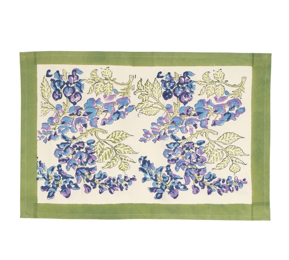 Wisteria Blockprint Cotton Placemats - Set of 6 | Pottery Barn (US)