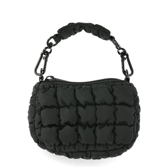 No Boundaries Women's Mini Quilted Hobo Bag Charm, Black | Walmart (US)