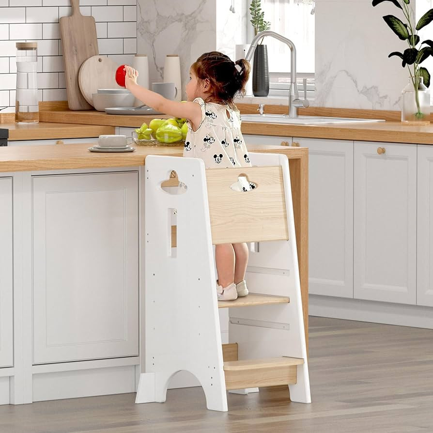 COSYLAND Toddler Standing Tower Adjustable Height - Super Stable Kids Kitchen Stool Helper - 3 Le... | Amazon (US)