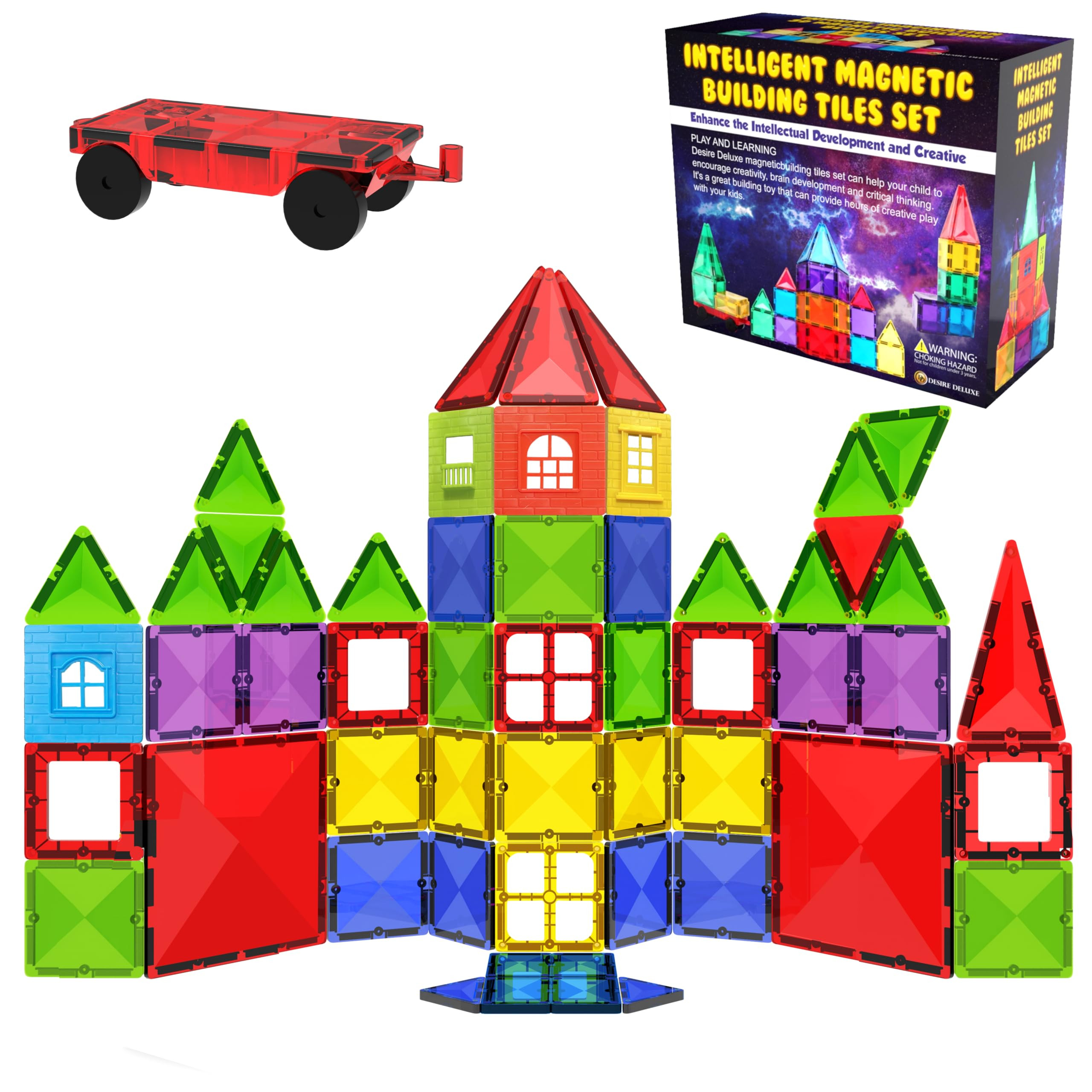 Desire Deluxe Magnetic Building Blocks Tiles STEM Toy Set 57PC – Kids Learning Educational Cons... | Amazon (UK)
