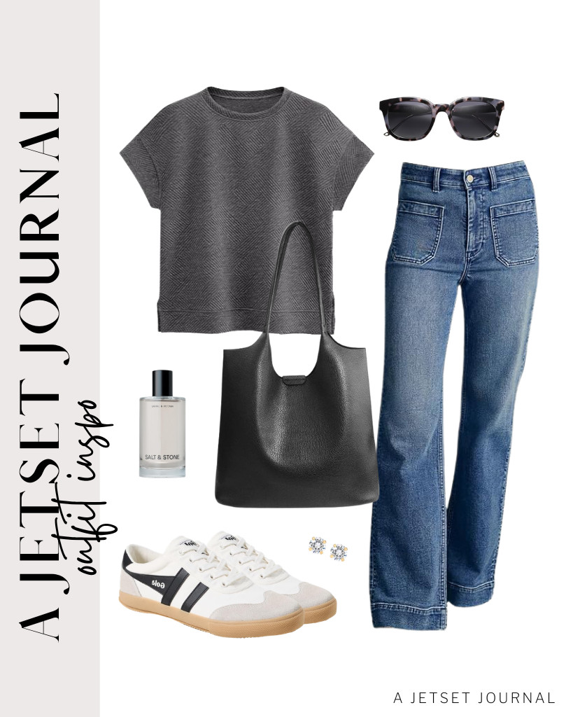 This combo of a PRETTYGARDEN short-sleeve tee and wide-leg jeans from Astylish goes well with Gola Badminton fashion sneakers. You can use this leather tote bag for this fit and then add these PAVOI stud earrings. 

 #LTKSeasonal #LTKSaleAlert #LTKTravel