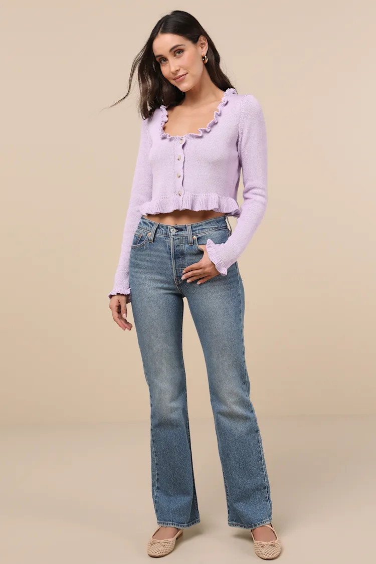 Impressively Sweet Lavender Ruffled Cropped Cardigan | Lulus