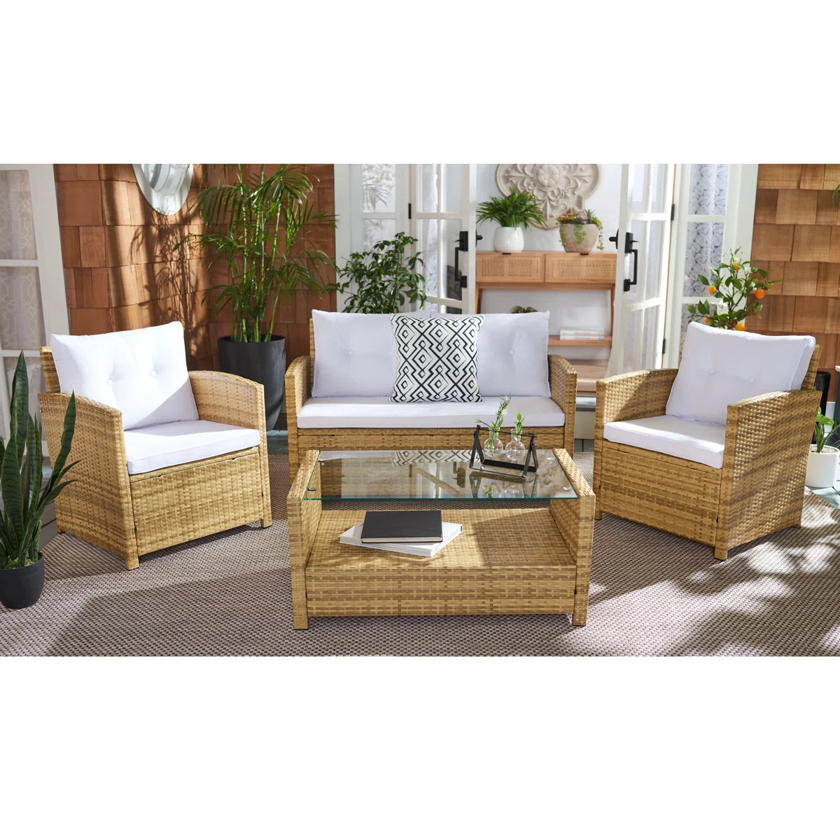 Anyuta 4 Piece Rattan Sofa Seating Group with Cushions | Wayfair North America