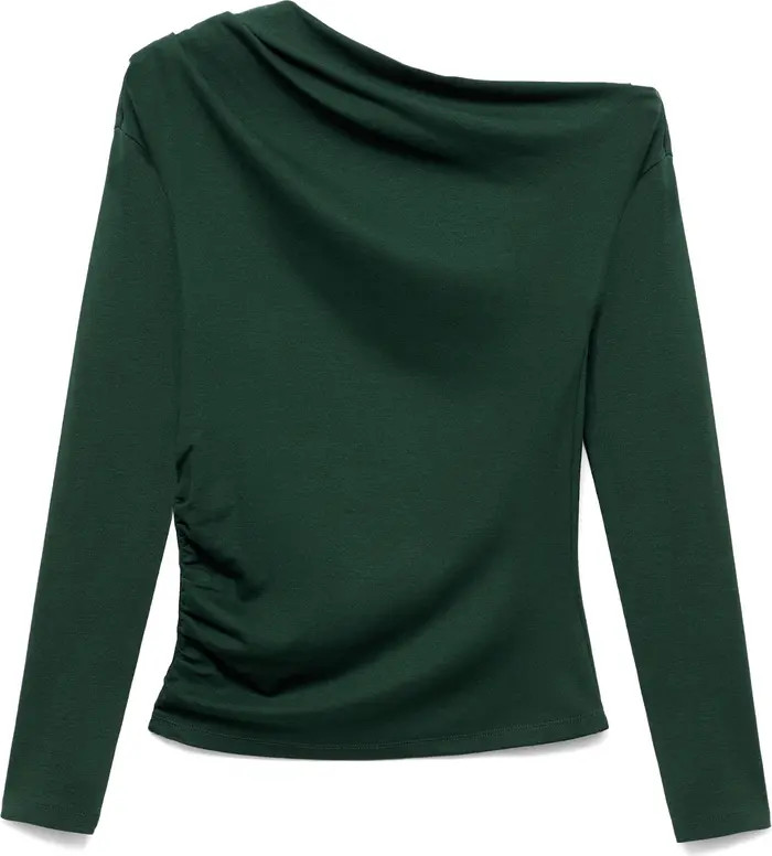 Ruched Asymmetric Stretch Cotton & Modal Top | Nordstrom