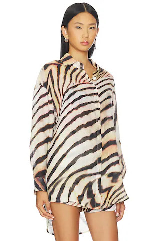 Playa Boyfriend Shirt in Shell Stripe | Revolve Clothing (Global)