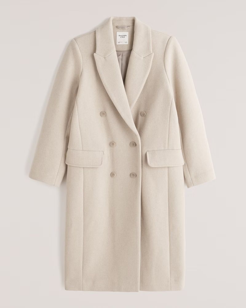Double-Breasted Wool-Blend Dad Coat | Abercrombie & Fitch (US)
