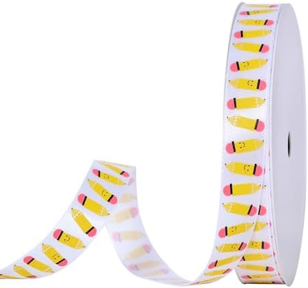 YAMA Back to School Pencil Satin Ribbon 5/8 Inch 10 Yards | Amazon (US)