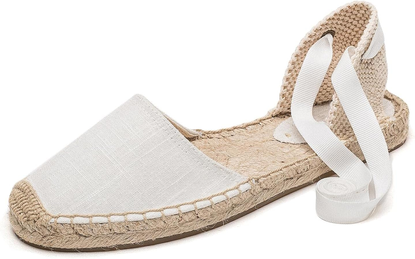 Women Espadrille Lace Up Flats Comfortable Summer Breathable Espadrille Sandals Adjustable Shoela... | Amazon (US)