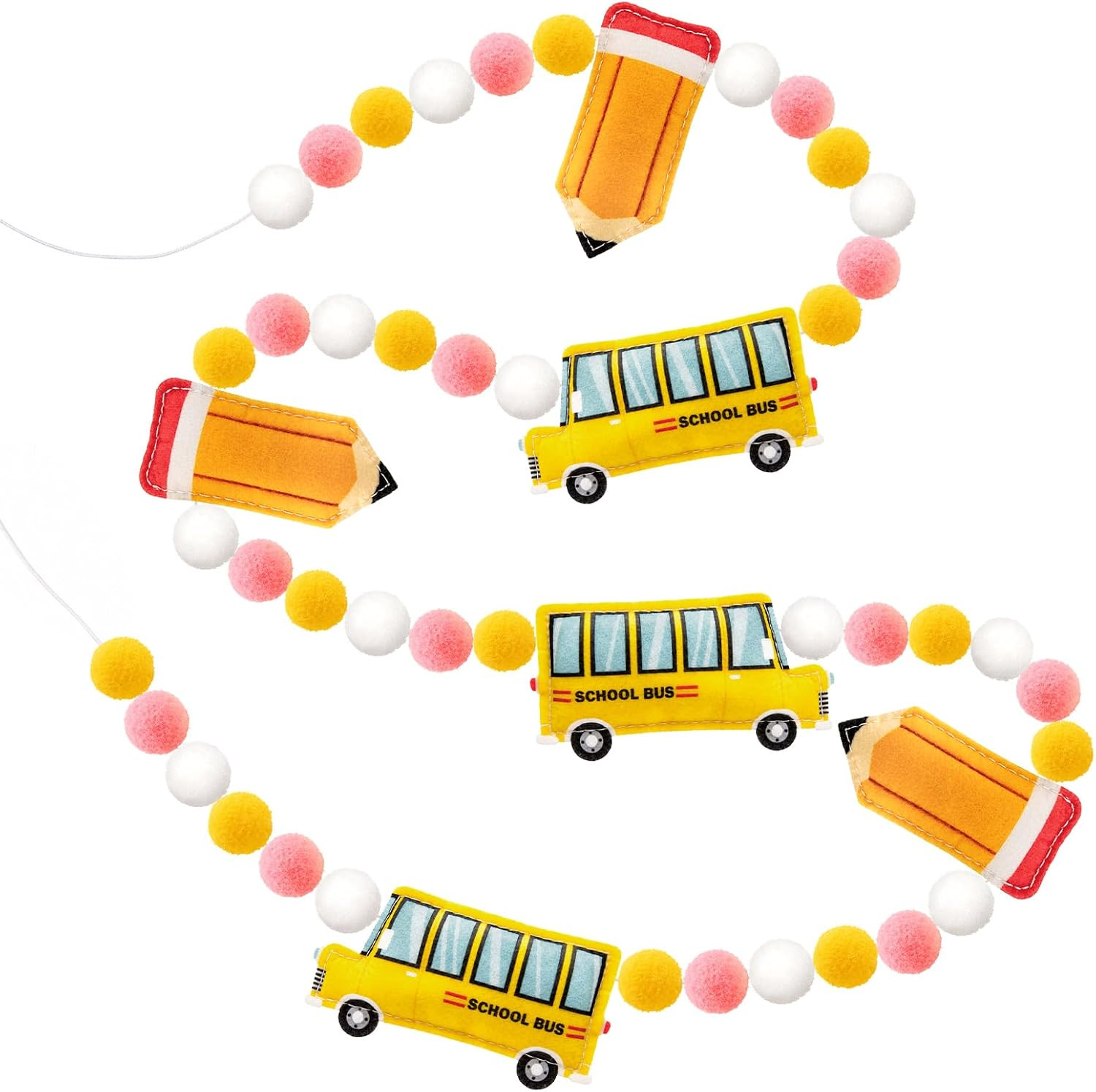 Back to School Decorations Back to School Banner 9FT Felt Ball Garland 3D School Bus Pencil Class... | Amazon (US)