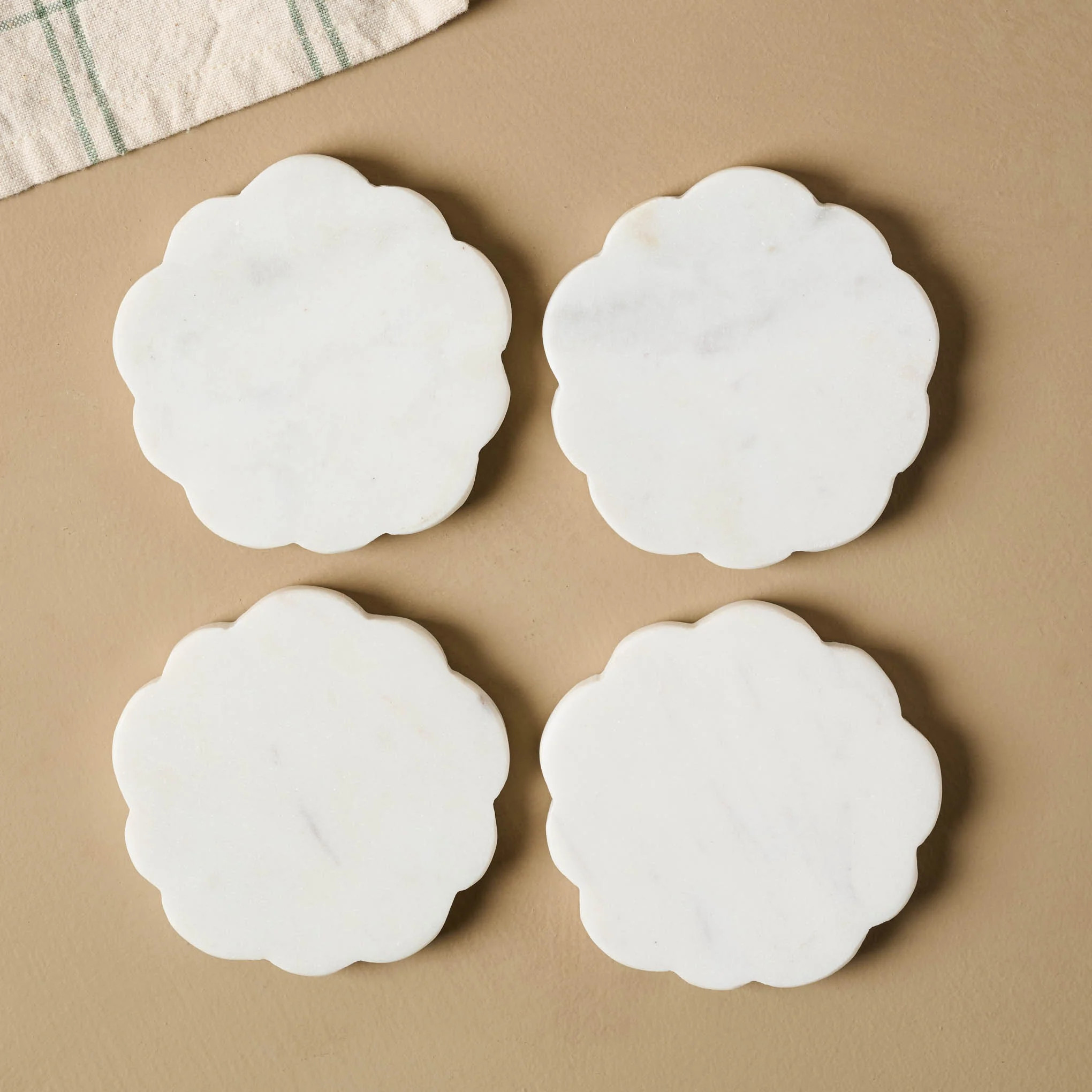 White Marble Scalloped Coaster Set | Magnolia
