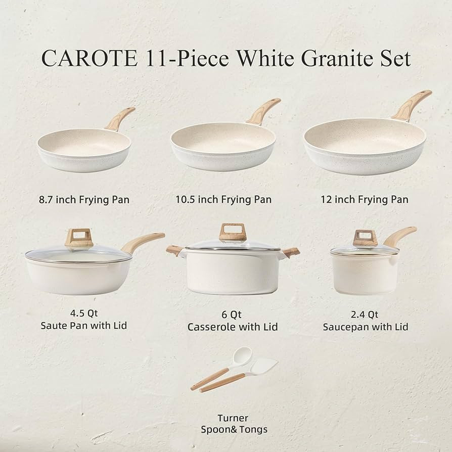 CAROTE Pots and Pans Set Non stick, Cookware Sets 11 pcs, Kitchen Cooking Set Cookware w/Large Fr... | Amazon (US)