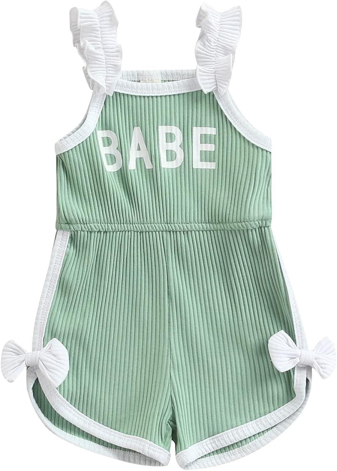 DuAnyozu Toddler Baby Girl Sleeveless Halter Jumpsuit Ribbed Romper Shorts Playsuit Rainbow Outfi... | Amazon (US)