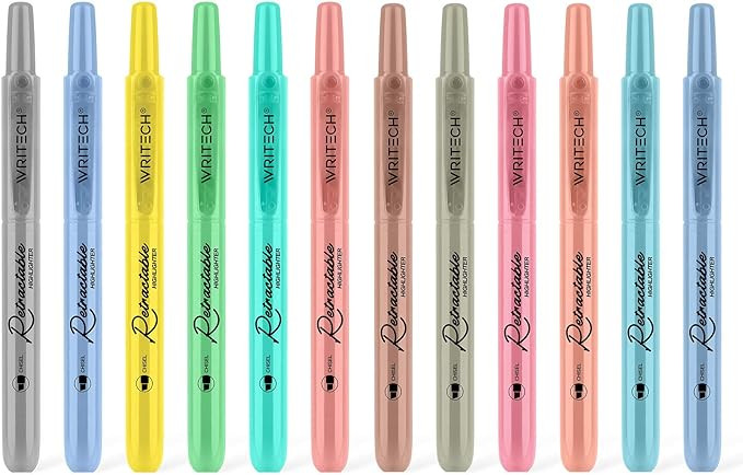 WRITECH Retractable Highlighters Assorted Colors: Chisel Tip Click Aesthetic Highlighter Marker P... | Amazon (US)