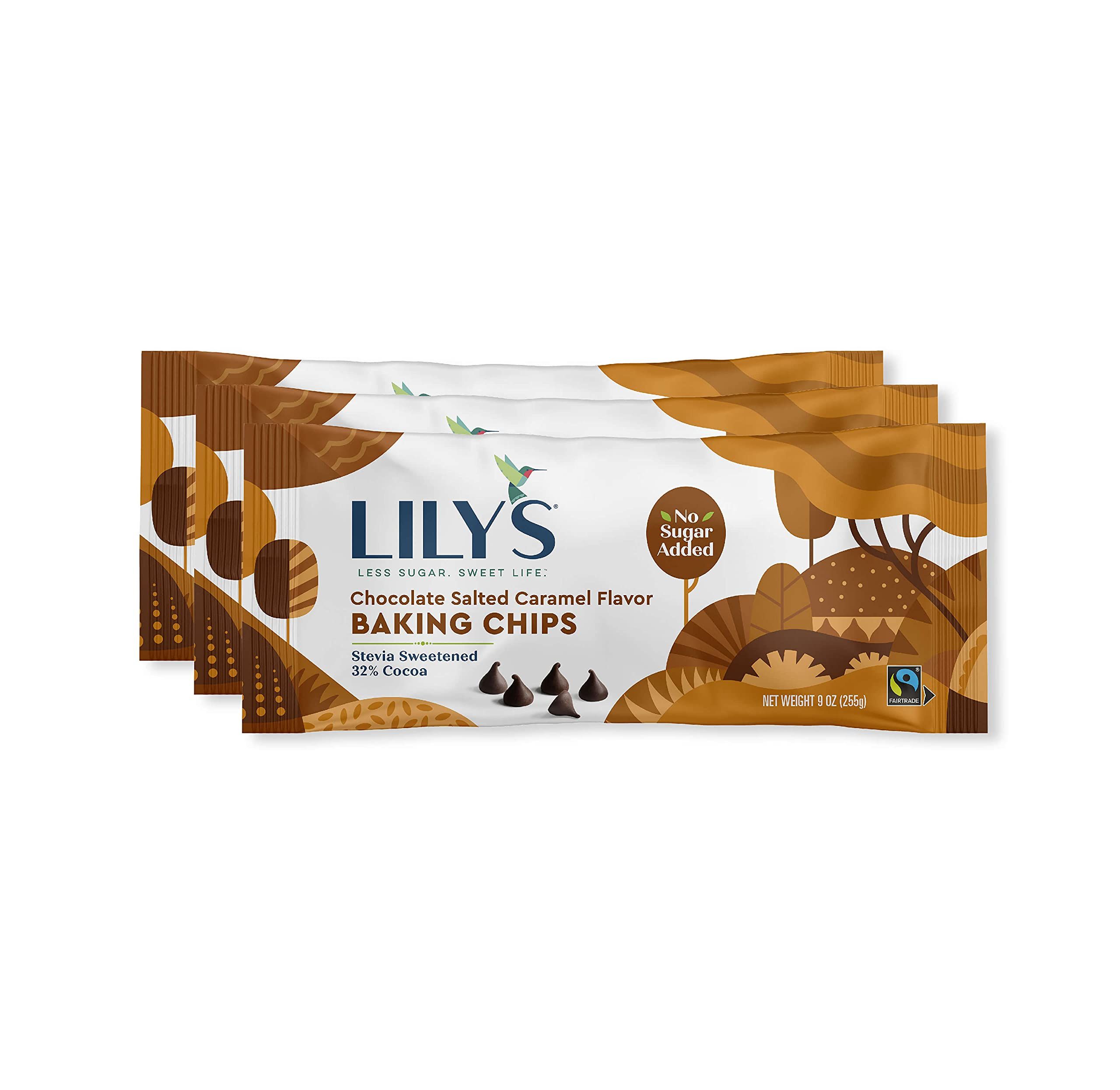 Chocolate Salted Caramel Flavor Baking Chips By Lily's Sweets | Made with Stevia, No Added Sugar, Lo | Amazon (US)