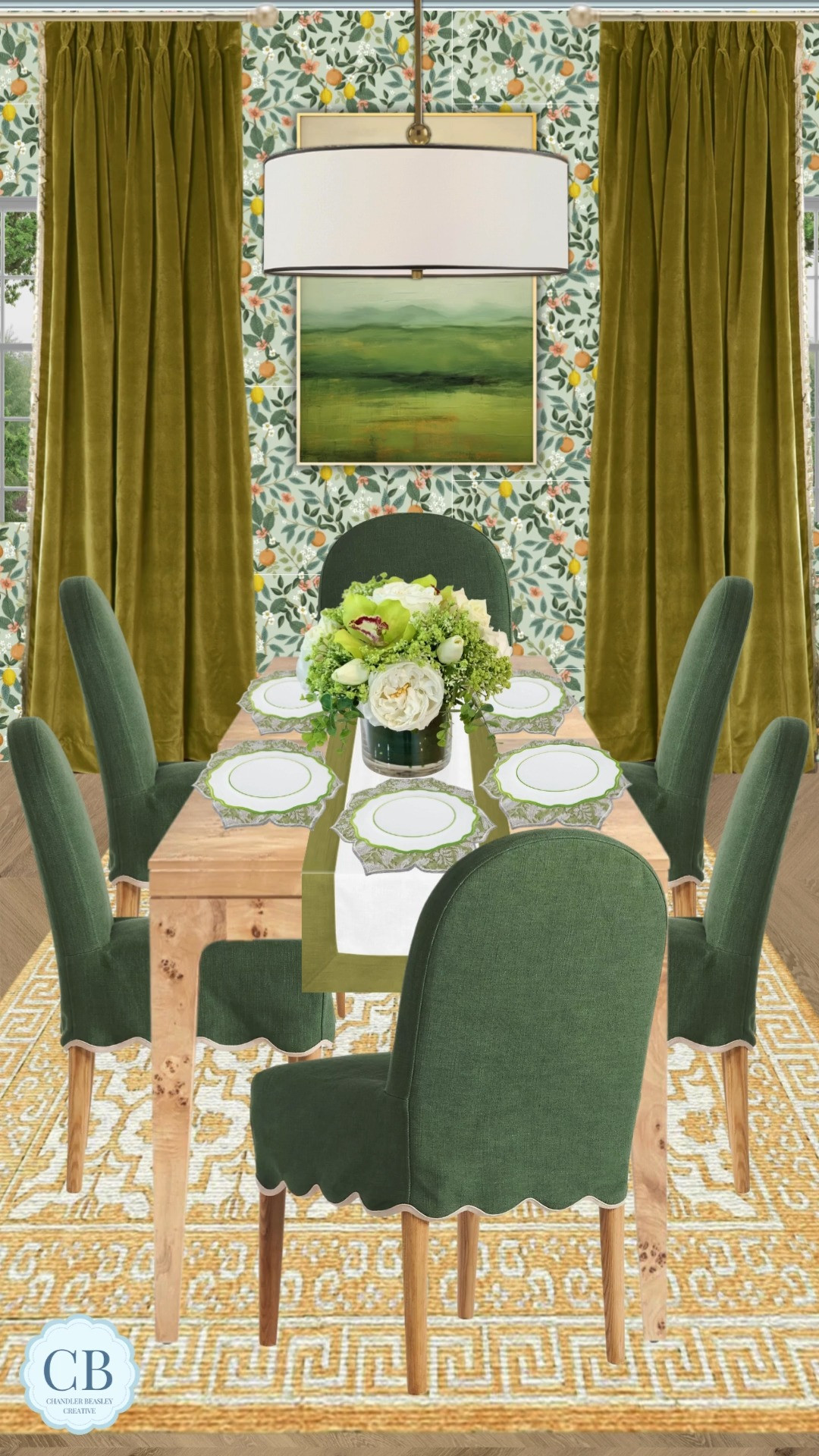 A colorful but moody dining room design!  

 #LTKWatchNow #LTKHome #LTKSaleAlert