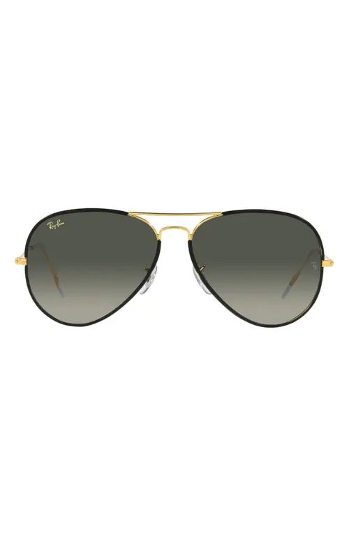 Ray-Ban Aviator Full Color 58mm Sunglasses in Black/Gold/Grey Gradient at Nordstrom | Nordstrom