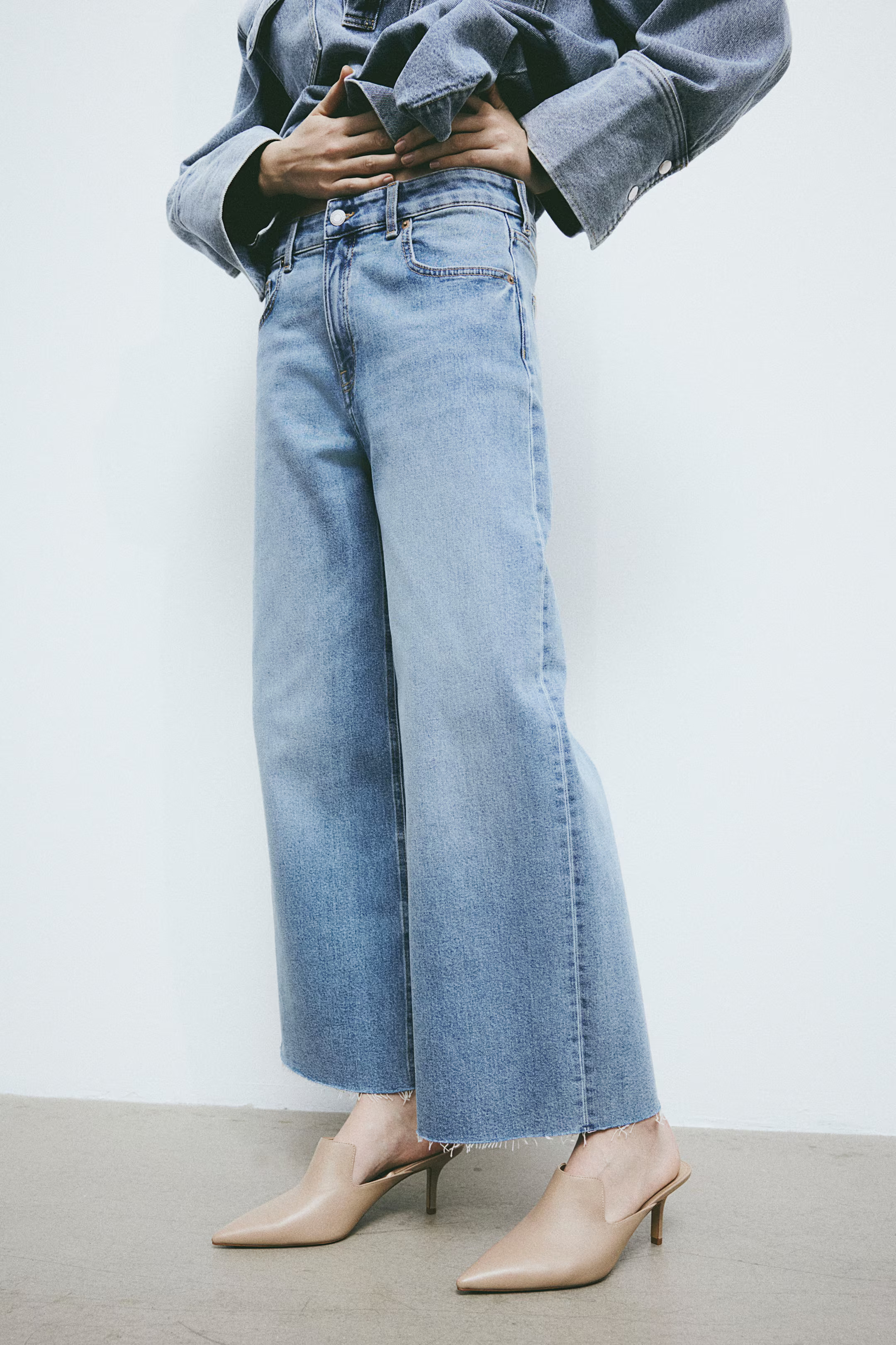 Wide High Ankle Jeans - Light denim blue - Ladies | H&M US | H&M (US + CA)
