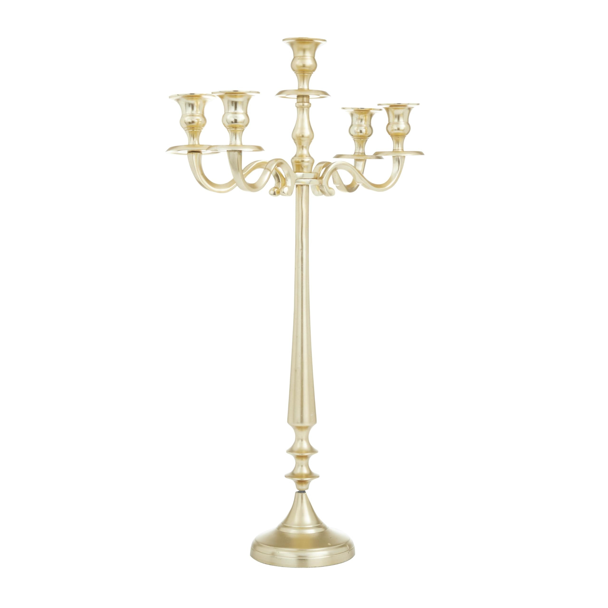 Deco 79 Aluminum Metal Tapered 5 Plate Candelabra, 13" x 13" x 24", Gold | Amazon (US)