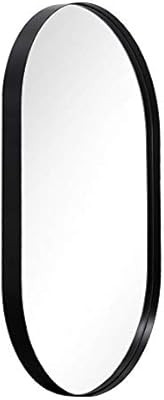 ANDY STAR Black Mirror, 20x33x1''Black Metal Framed Oval Mirror for Bathroom, Hangs Horizontal or... | Amazon (US)