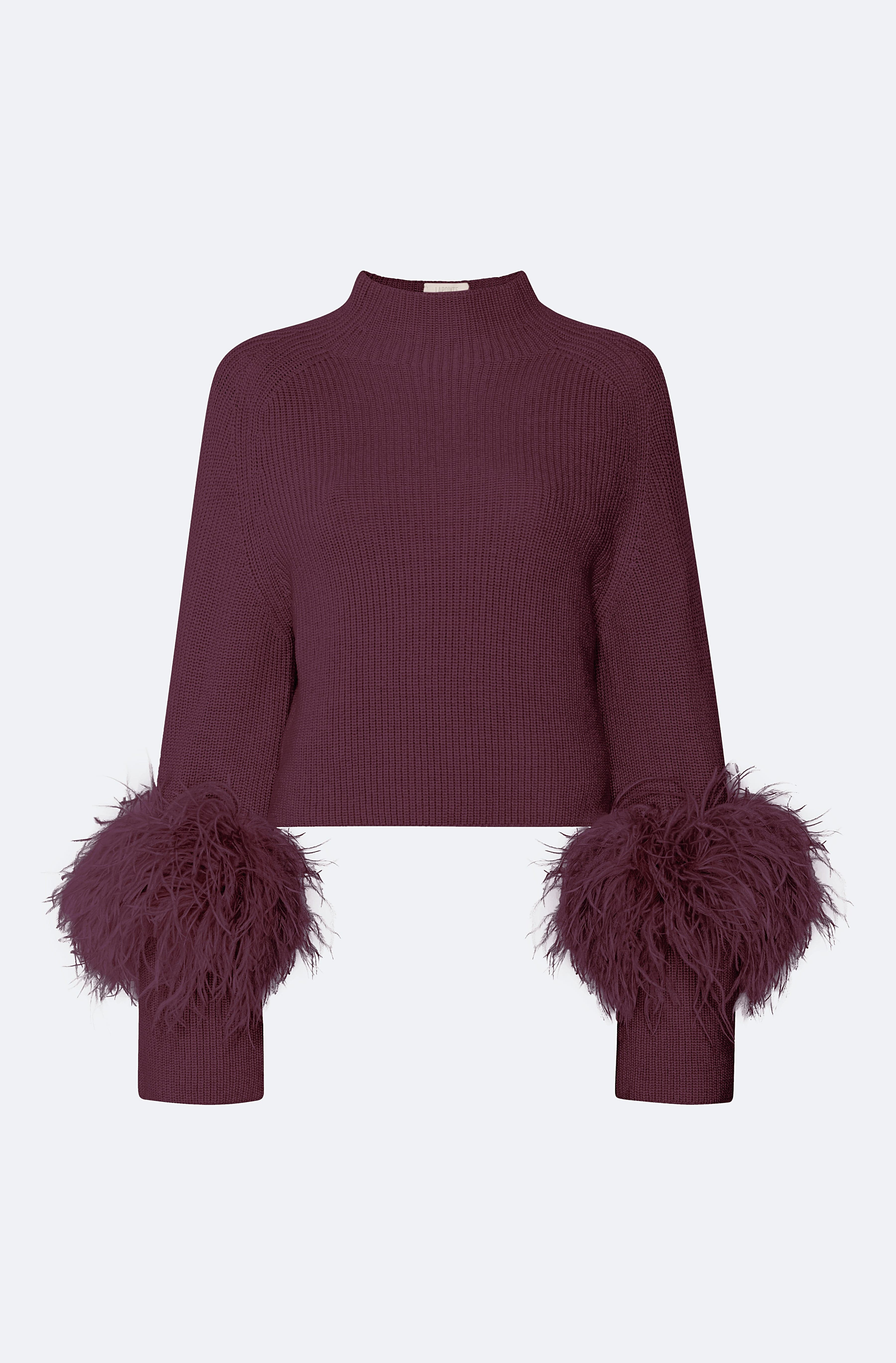 Merino Mock Neck Sweater With Feathers | Lapointe (US)