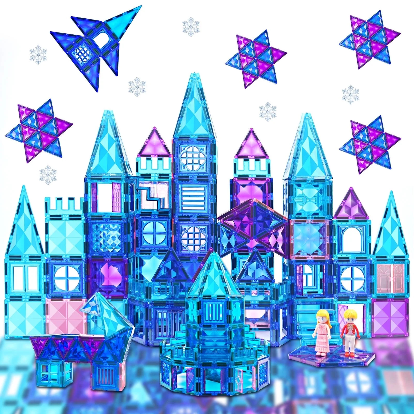 Ucradle Magnetic Tiles, 102 Pieces, 3D Magnetic Building Blocks for Kids, STEM Certified | Ages C... | Walmart (US)