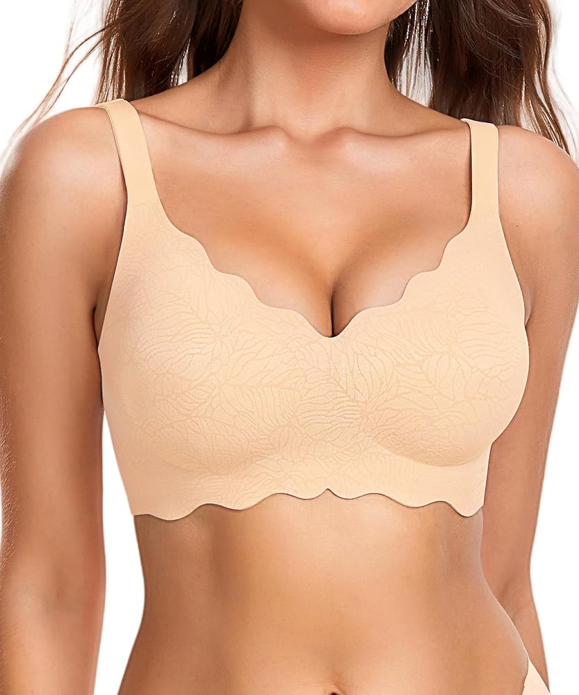 Gailife Scalloped Womens Bras No Underwire Wireless Seamless Bra Push Up Bralette Full Coverage C... | Amazon (US)
