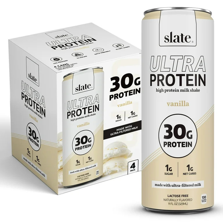Slate Ultra Milk Shake, 30g Protein, Vanilla, 11 fl oz, 4 Pack | Walmart (US)