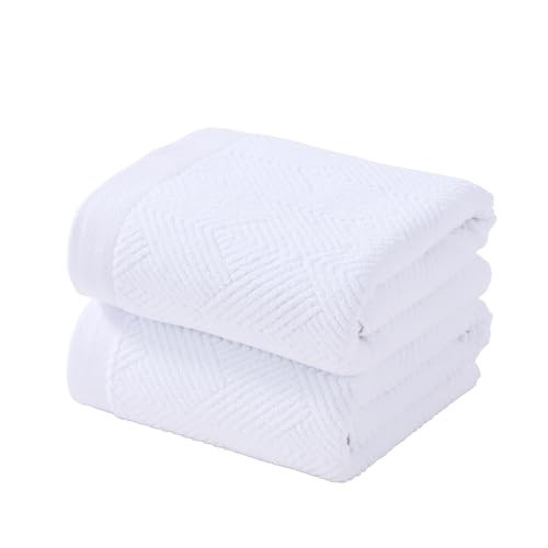 sense gnosis Striped White Bath Towel Set of 2, 27x 55 Inch | Amazon (US)