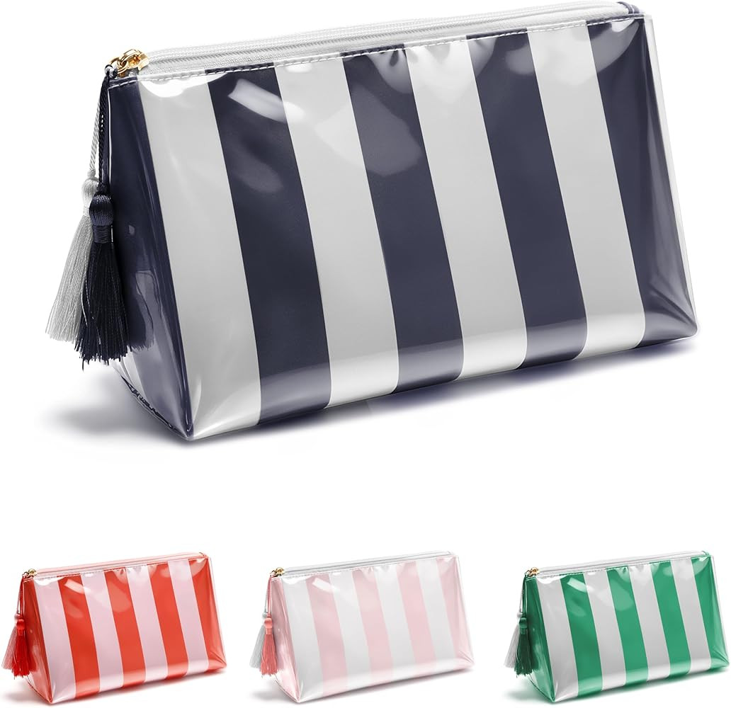 Makeup Bag, Small Clear Coated Cosmetic Bags for Women Girls, Waterproof Travel Makeup Bag for Pu... | Amazon (US)