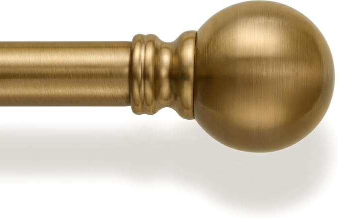 Warm Gold Curtain Rods for Windows 72-144 Inch Brass Extra Long Heavy Duty | Adjustable single 1"... | Amazon (US)