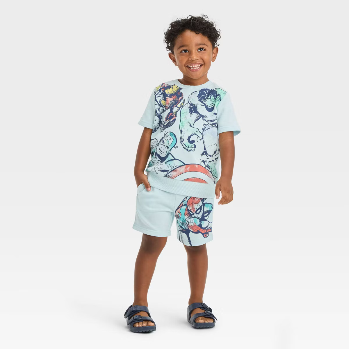 Toddler Boys' Marvel Avengers Top and Bottom Set - Blue | Target