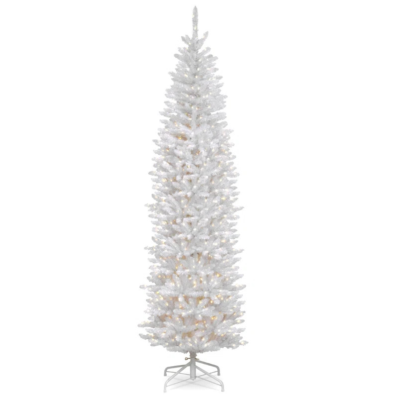 The Holiday Aisle® Kingswood Fir White Pencil Tree with Clear Lights & Reviews | Wayfair | Wayfair North America