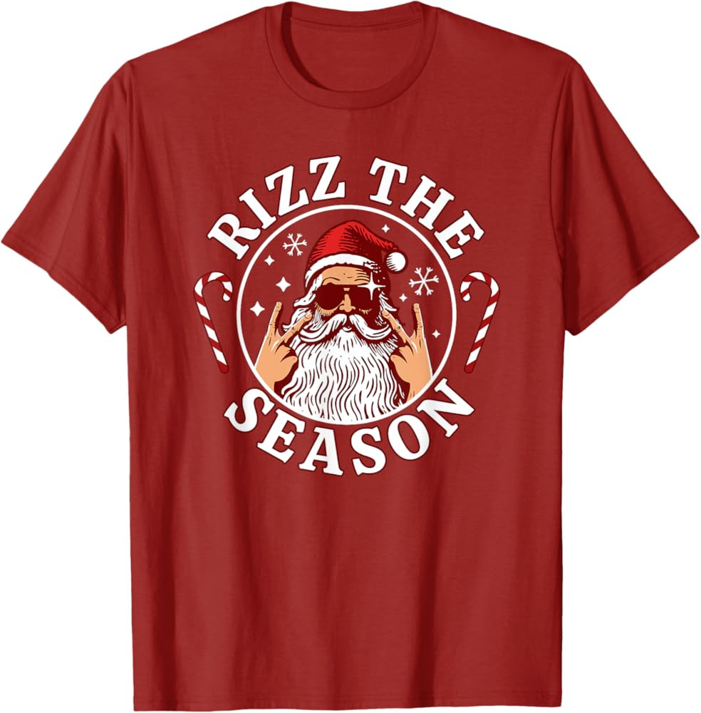 Rizz The Season Rizzmas Santa Claus Funny Christmas Rizzler T-Shirt | Amazon (US)