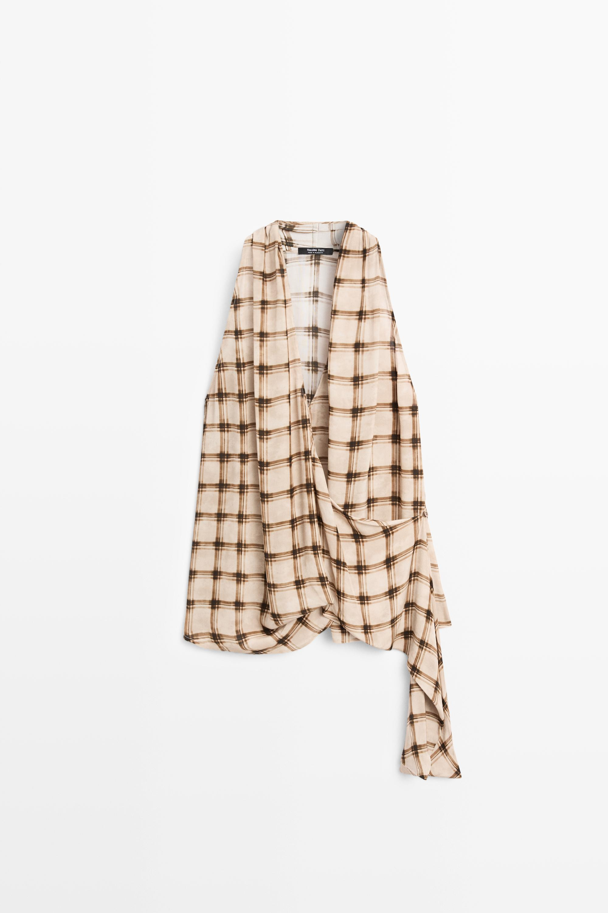 Top fluide croisé à carreaux | Massimo Dutti FR